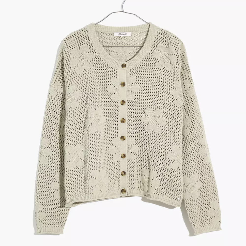 NEW Madewell Floral Open-Stitch Cardigan Sweater, XXS